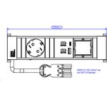 Bachmann Power Frame Steckdosenleiste Small ALU; 1xSchutzkontaktsteckdose schwarz mit erhöhtem Berührungsschutz 1xUSB A&C 22W Charger 1xCustom Modul leer Stromeingang 0,2m H05VV-F3G1,5mm² schwarz mit GST18 Stecker; Zuleitung durch Endkappe Bedruckung Bachmann; ver (916.503)