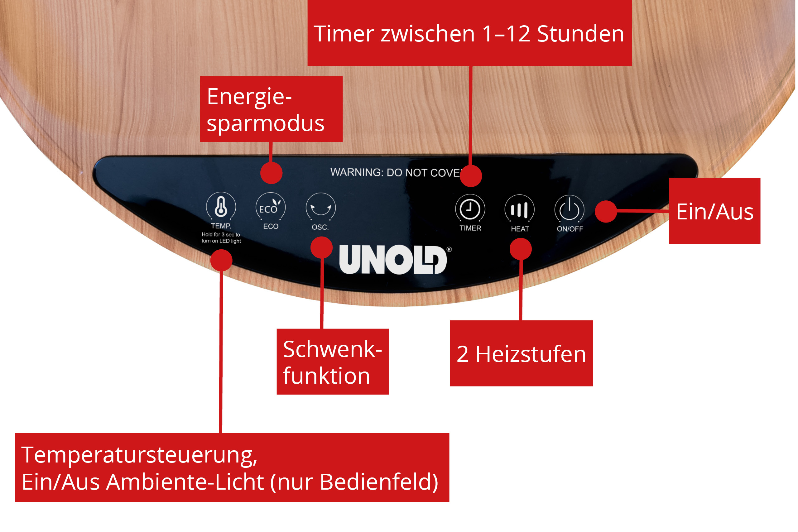 Unold Heizlüftertisch Henry 86545 Keramik 2000 W 30 m² Schwarz Braun