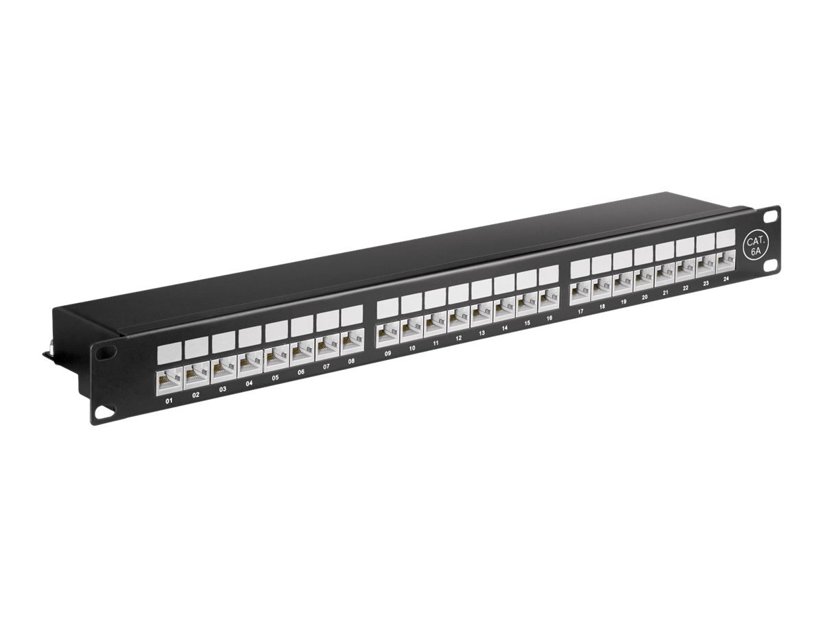 Goobay 90854 Patch Panel 19" CAT 6a 24 Port STP geschirmt 1U Schwarz