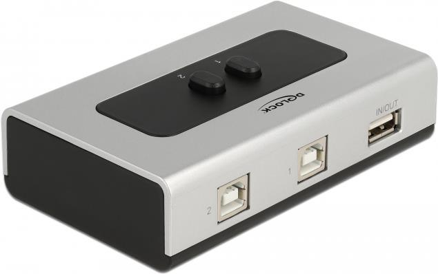 Delock - USB-Umschalter für die gemeinsame Nutzung von Peripheriegeräten - 2 x USB2.0 - Desktop (87761)