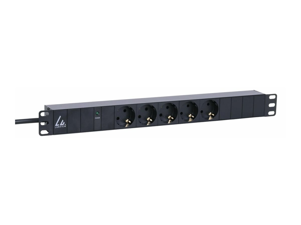 Lanview 19" Rack-Steckdosenleiste 1U 10 A 5 Schuko 3 m Schwarz