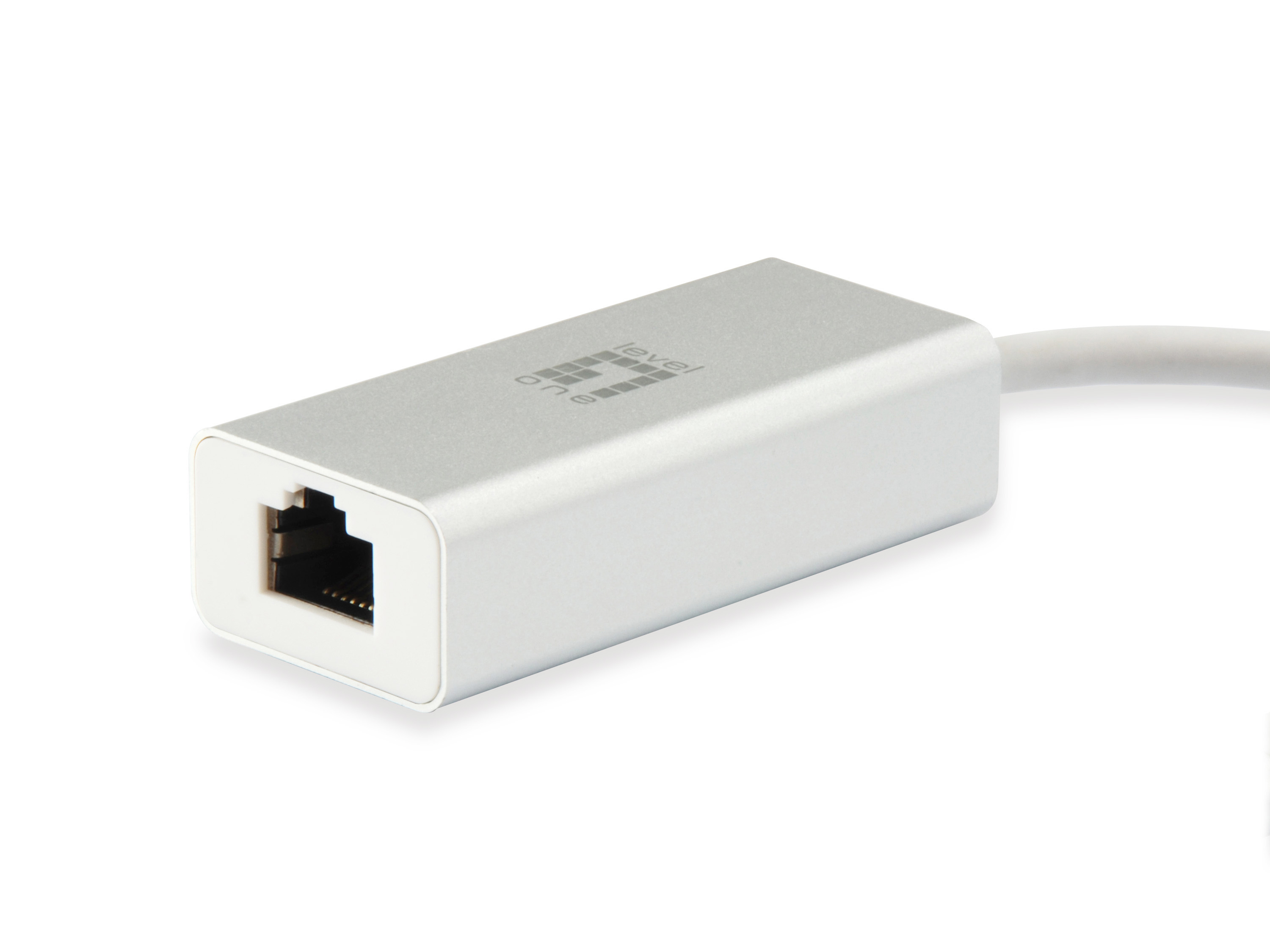 LevelOne USB-0402 Gigabit USB-C Netzwerkadapter 1000 Mbit/s Ethernet Silber, Weiß