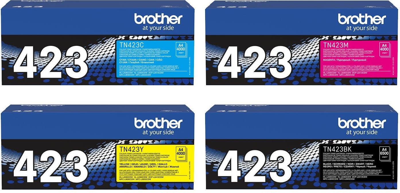 Brother Original TN423 Toner 4er Multipack cyan magenta gelb schwarz (OPTN423set)
