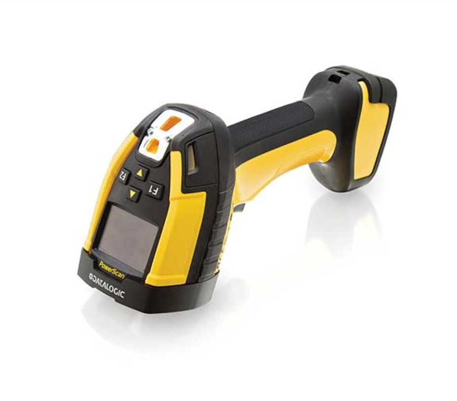 Datalogic PowerScan PM9600 Funk-Barcode-Scanner 2D-Imager 1,8" OLED-Display 433 MHz USB Kit IP65/IP67 Schwarz, Gelb