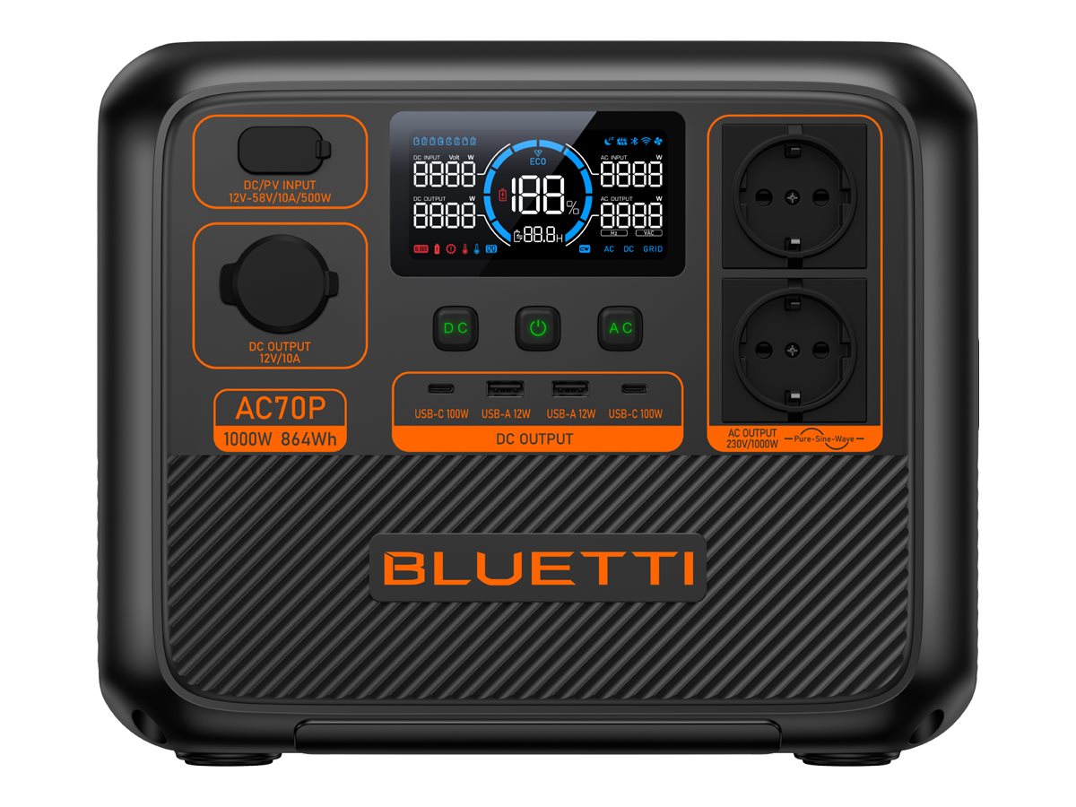 Bluetti AC70P Tragbare Power Station 1000 W 864 Wh