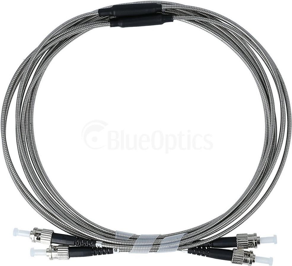 BlueOptics stahlarmiertes Duplex LWL Patchkabel, ST/PC-ST/PC blau, 3 Meter, Singlemode E9/125µm, G.657.A1, Eingangsdämpfung: unter 0.2dB, Markenfaser, Keramik Ferrule, inkl. Messprotokoll (SFP3333BU3MKA)