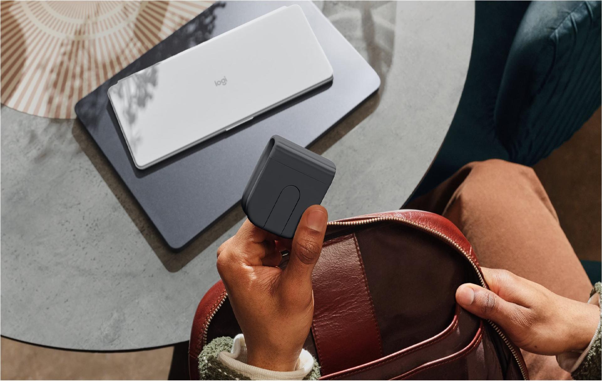 Logitech Mobi Fold Kabellose Bluetooth-Maus faltbar 4 Tasten 4000 DPI USB-C Graphit