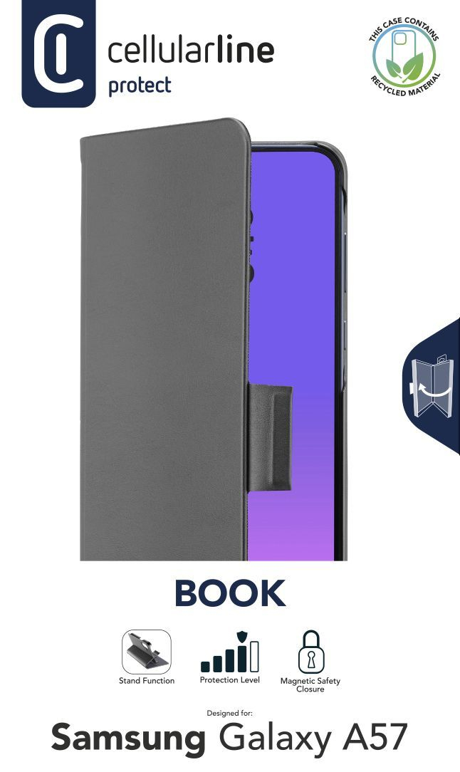 Cellularline Book Case für Samsung Galaxy A57 5G Folio Kunstleder 6,7" Schwarz