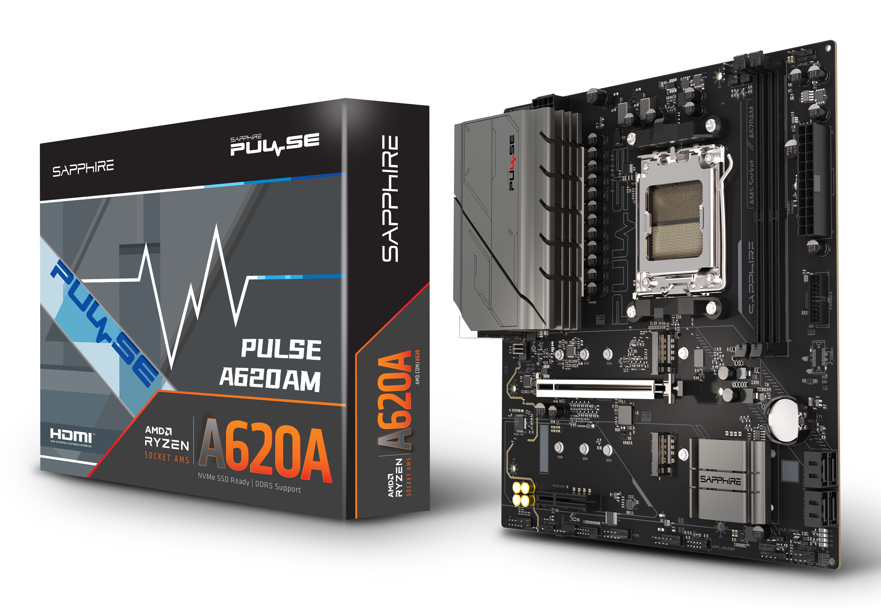Sapphire PULSE A620AM Mainboard Sockel AM5 Micro-ATX DDR5 Schwarz