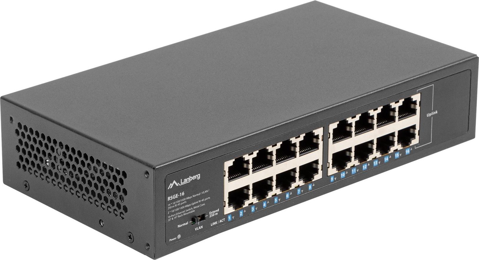Lanberg RSGE-16 16-Port Gigabit Ethernet Switch Schwarz
