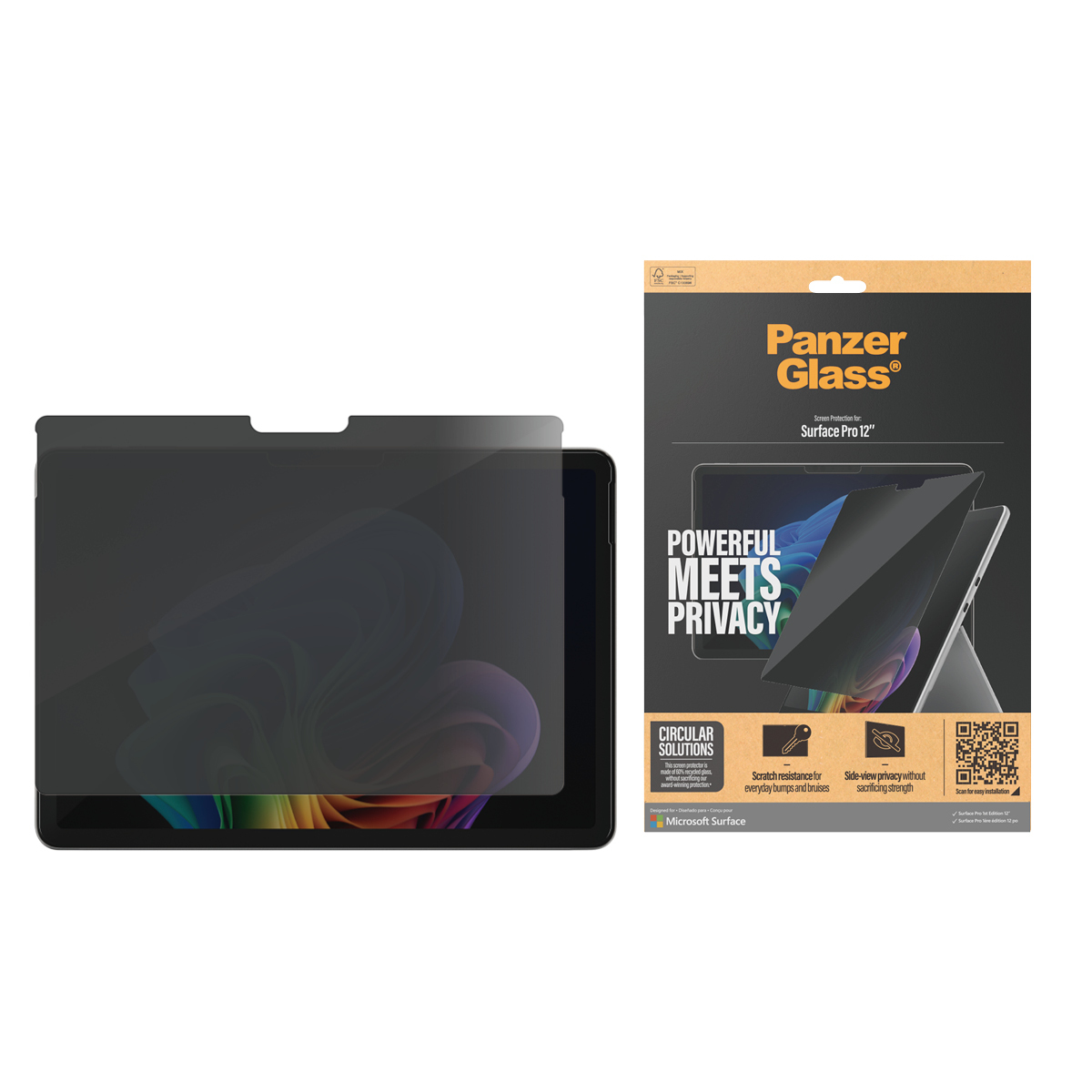PanzerGlass Privacy Displayschutzglas Microsoft Surface Pro 12" Transparent