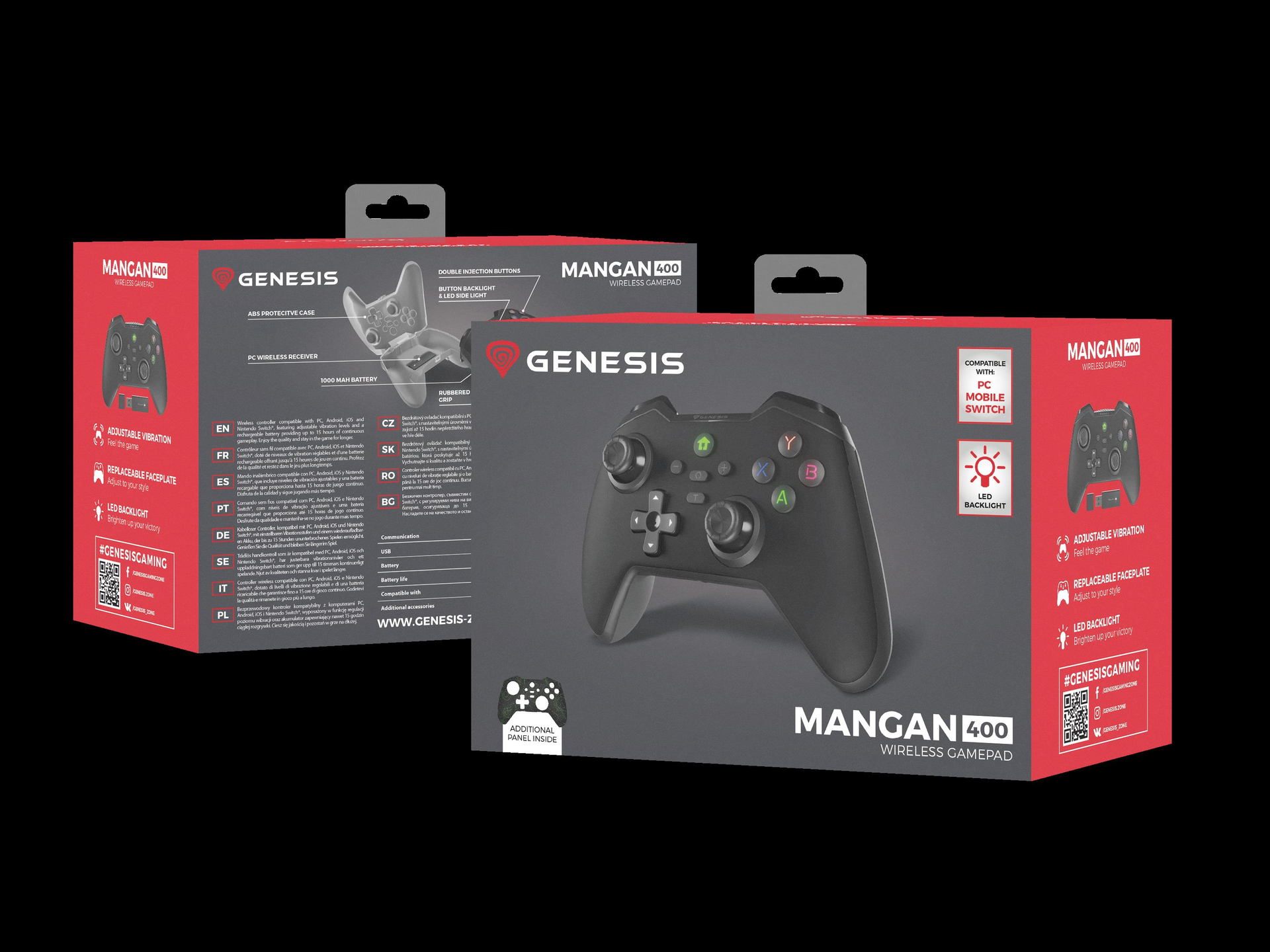 Genesis Mangan 400 Gamepad kabellos Schwarz