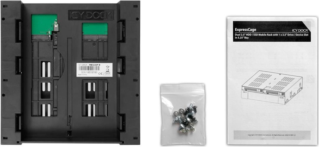 ICY DOCK ExpressCage MB322SP-B Mobiles Speicher-Rack 5,25" 3 Einschübe SATA/SAS Schwarz