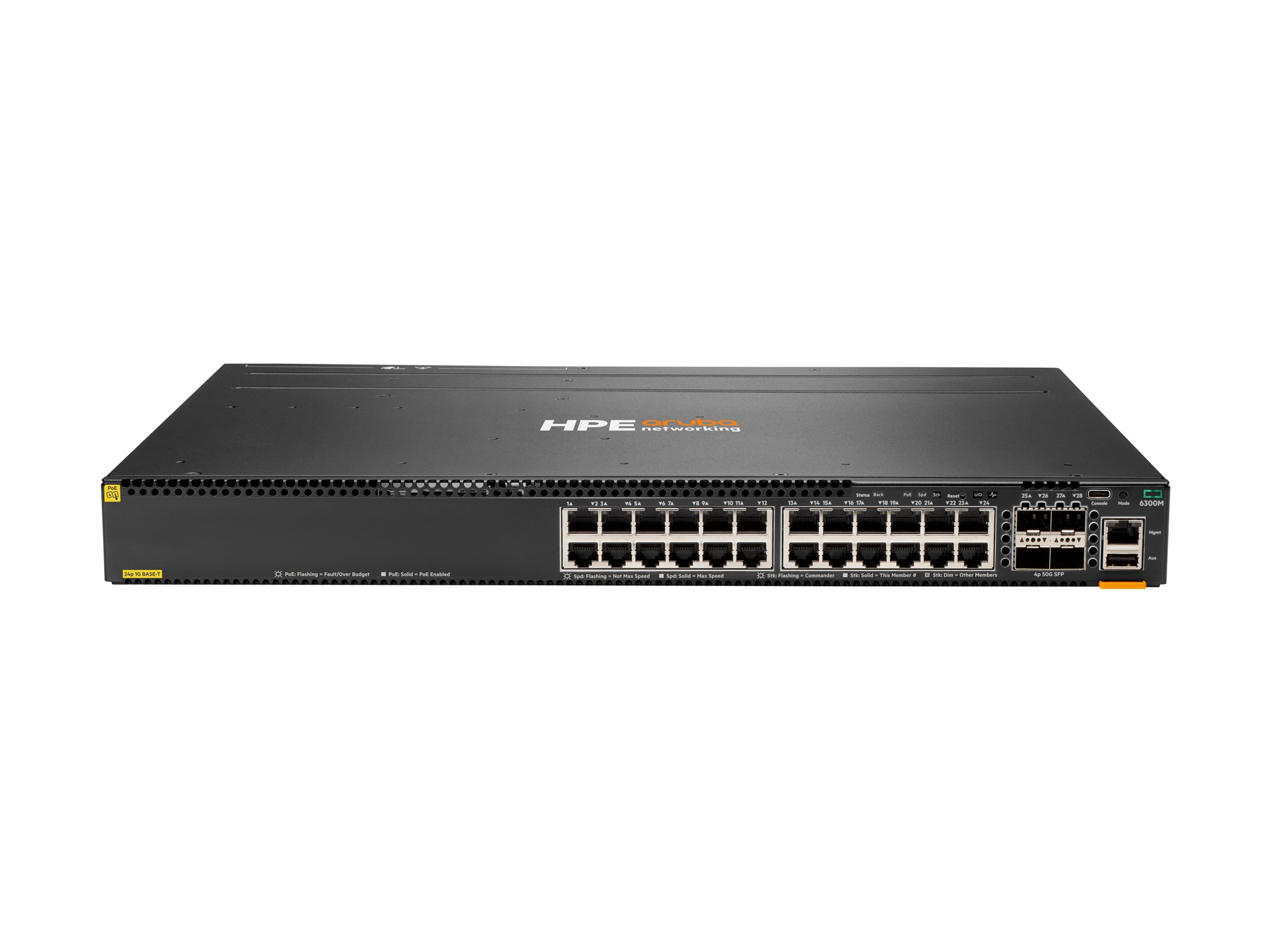 HPE Aruba CX 6300M 24-Port Managed Switch 4x SFP56 PoE+ Schwarz