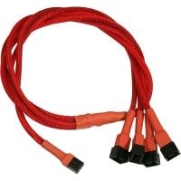 Nanoxia 3-Pin Molex auf 4 x 3-Pin Adapter - Spannungsversorgungs-Verlängerungskabel - Molex, 3-polig Stecker - 4 x Molex, 3-polig - Rot - 60 cm