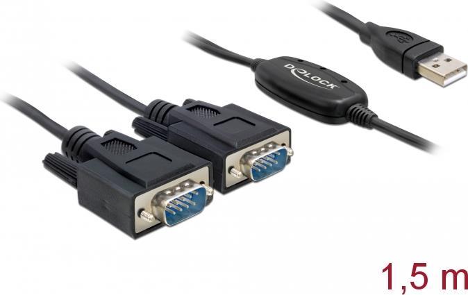 DeLOCK Adapter USB2.0 > 2 x Seriell Kabel USB / seriell 61886