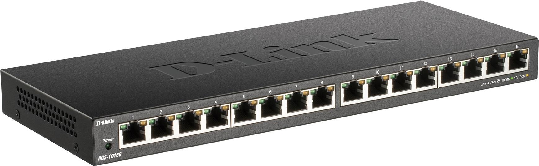 D-Link DGS-1016S 16-Port Gigabit Ethernet Switch Schwarz