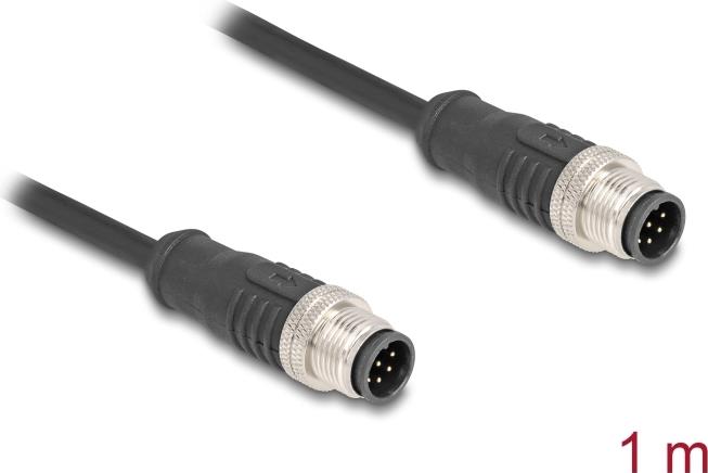 Delock M12 Kabel A-kodiert 8 Pin Stecker zu PVC 1 m (80806)