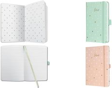 sigel Notizbuch Jolie "Rose Love", mit Prägung und Heißfolie Hardcover-Einband mit trendigen Herzchen, partiell geprägter - 1 Stück (JN335)