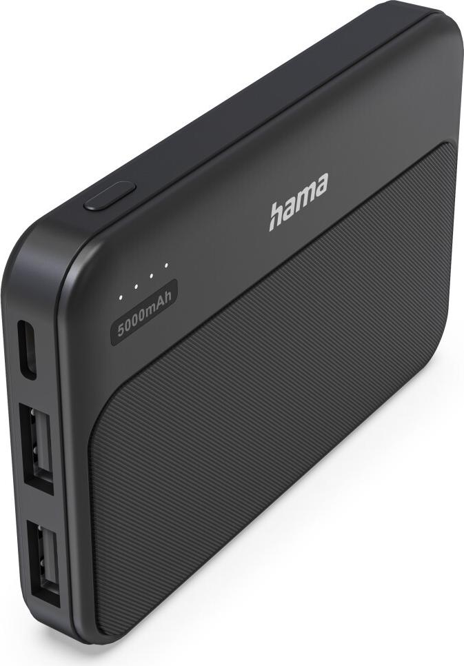 Hama Power Pack Pocket 5, 5000mAh, Ausgänge: 2x USB-A, Anthrazit (00201769)