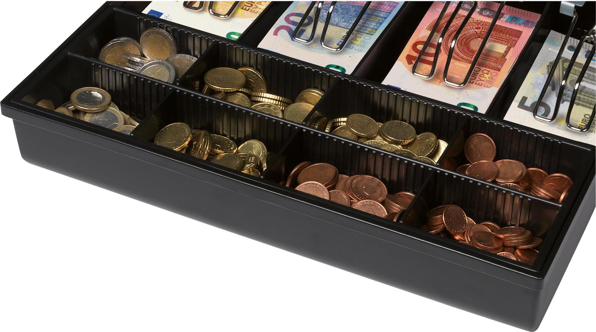 Safescan 3540 Tray Kasseneinsatz für SD-3540, 4 verstellbare Geldscheinfächer, Metall, Schwarz