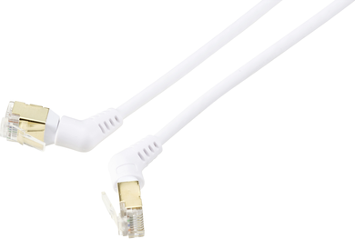 Renkforce RF-6071570 RJ45 Netzwerkkabel, Patchkabel CAT 8 S/FTP 0.50 m Weiß Steckkontakte 360° drehbar, Gewinkelter Kabelabgang 1 St. (RF-6071570)