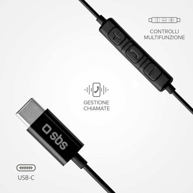 SBS Studio Mix 100C In-Ear-Ohrhörer mit Mikrofon USB-C Stereo Schwarz