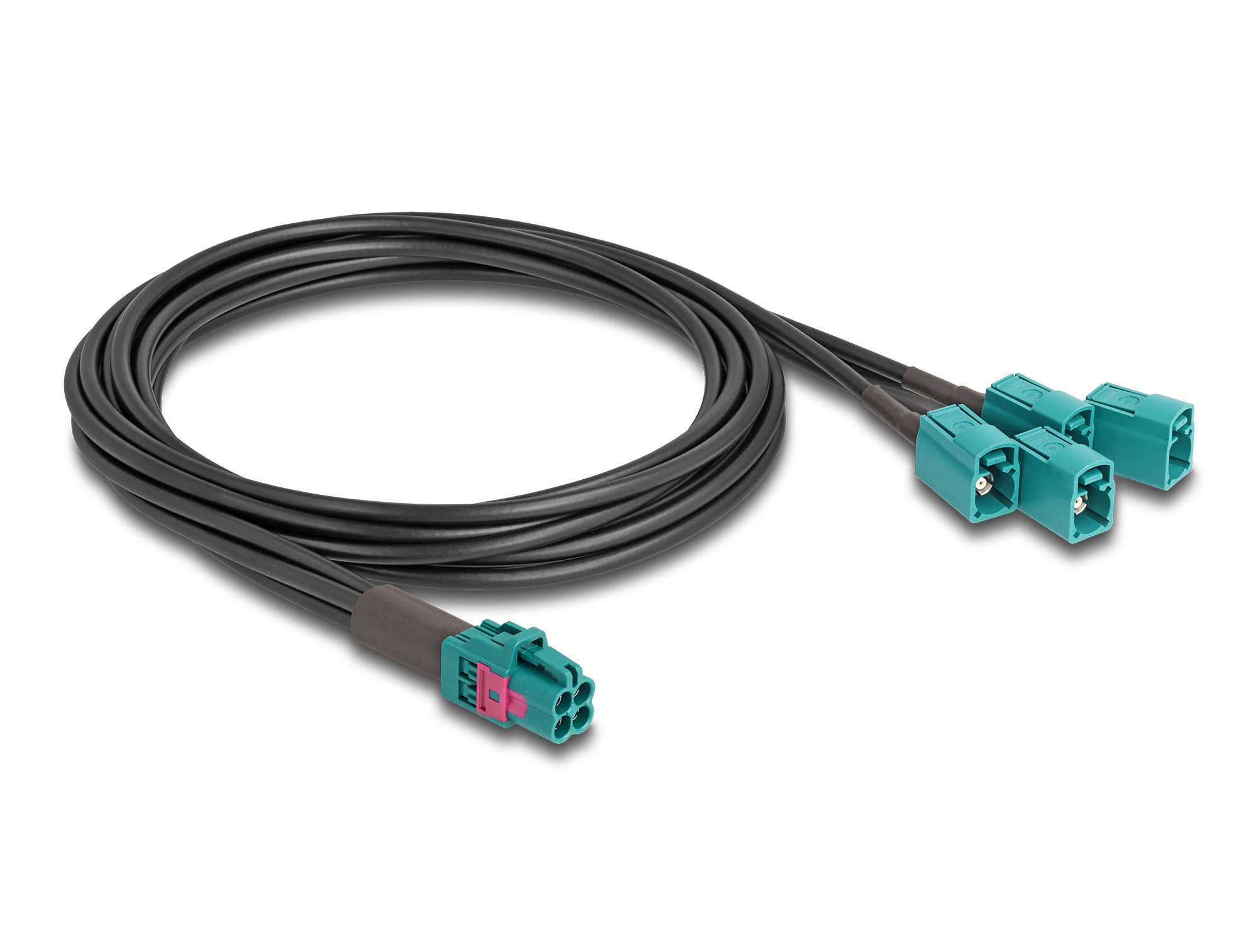 Delock 90118 Koaxialkabel 1 m Mini FAKRA Z quad auf 4 x FAKRA Z Schwarz, Blau