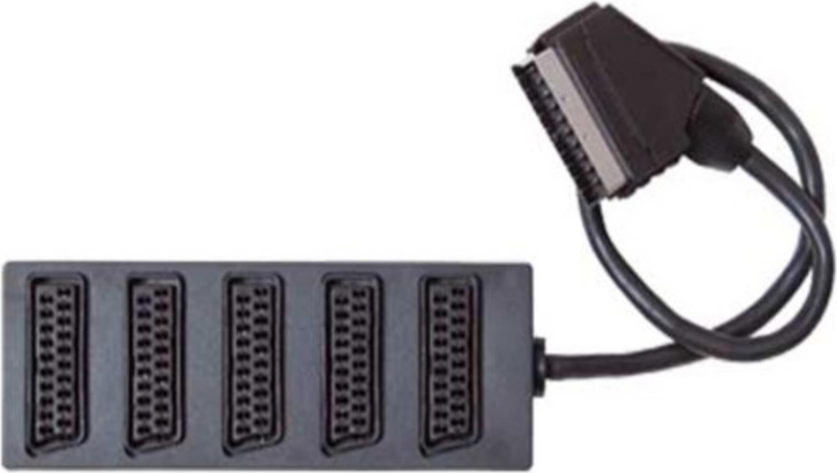 Scart Umschaltbox mit Kabel, 0,4 m, Scartstecker-5 x Scart- (22224021)