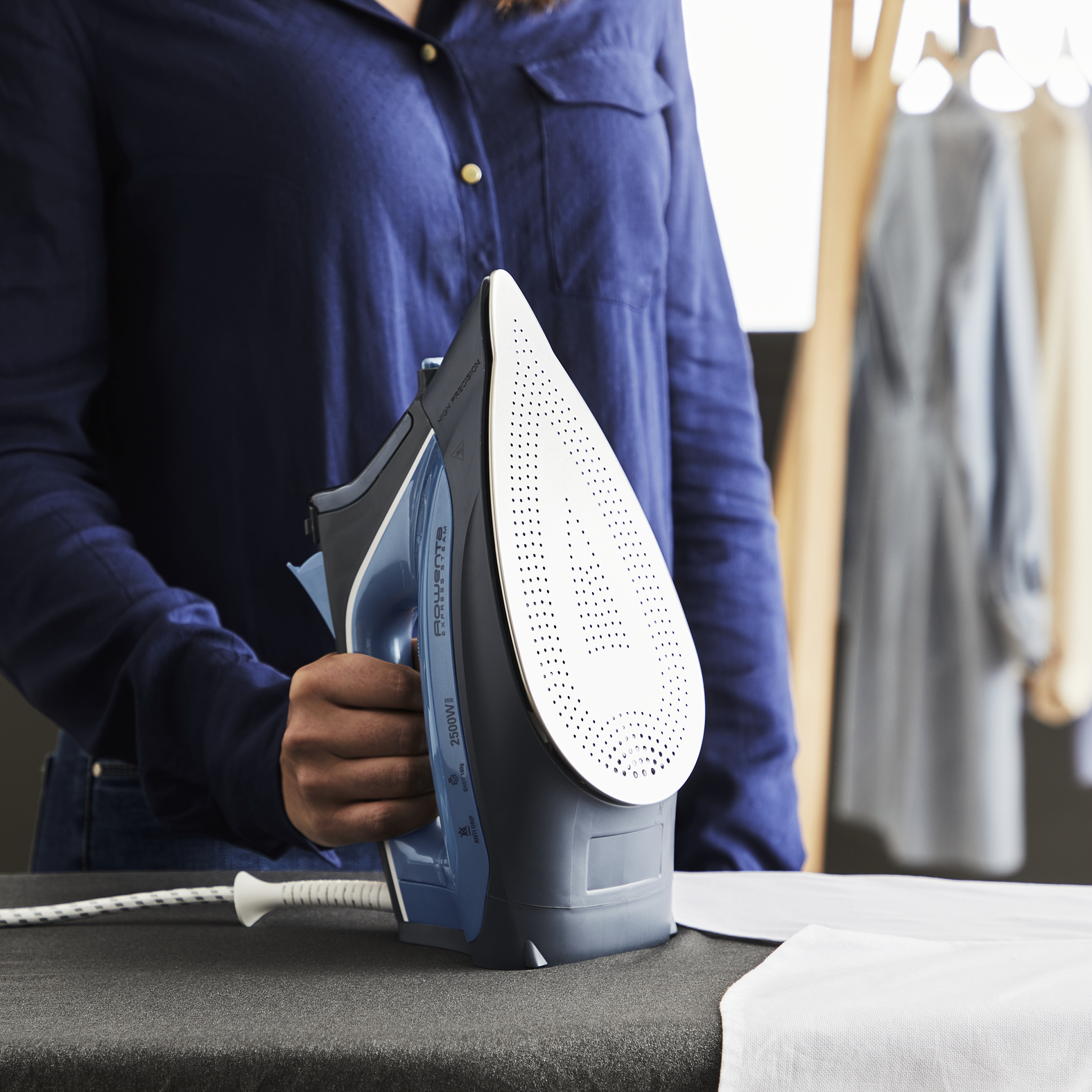 Rowenta Express Steam DW4308 Dampfbügeleisen 2500 W Microsteam 300 LASER Blau/Weiß