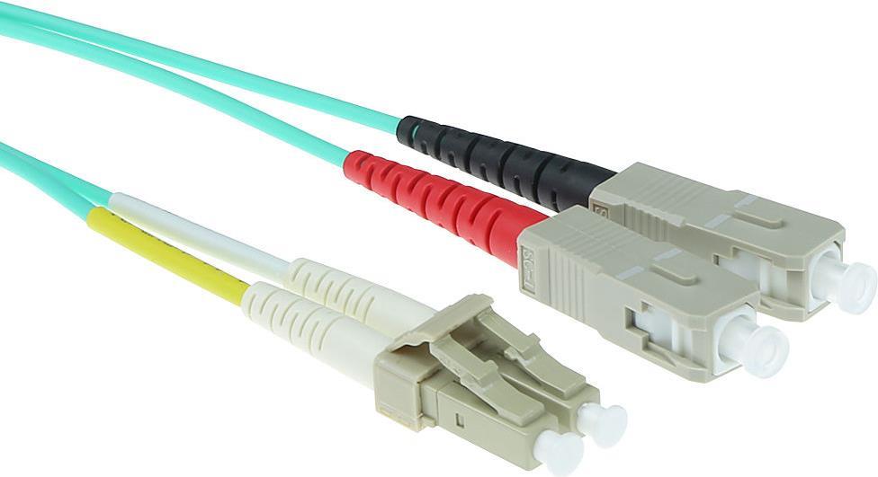 ACT 40 meter LSZH Multimode 50/125 OM3 fiber patch cable duplex with LC and SC connectors