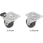 Delock Schwerlast Lenkrolle Ø 50 mm Tragkraft bis 400 kg Set 2 x 2 Stück (66754)