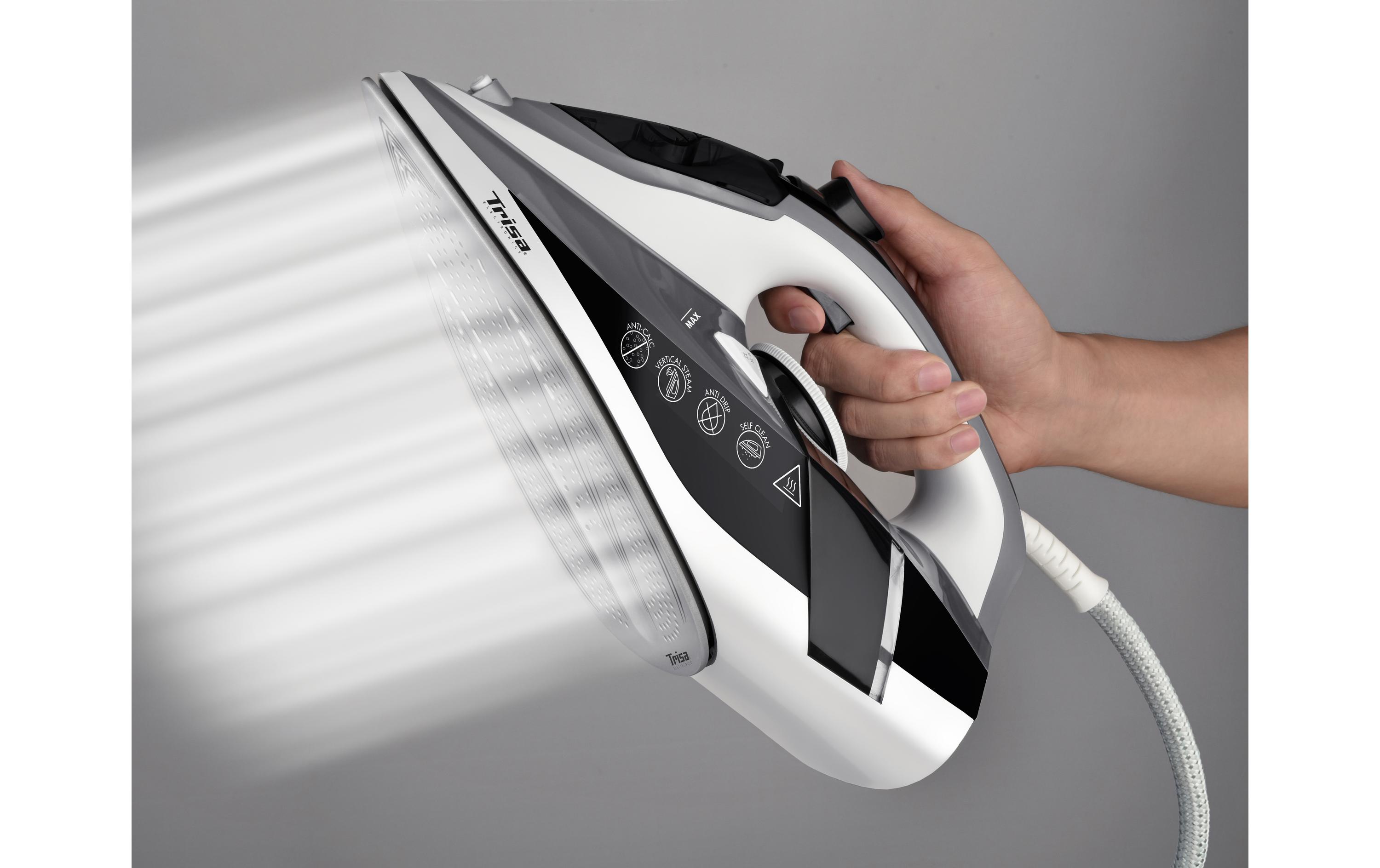 Trisa Profi Steam i6242 Dampfbügeleisen 2400 W Keramiksohle Schwarz, Grau, Weiß