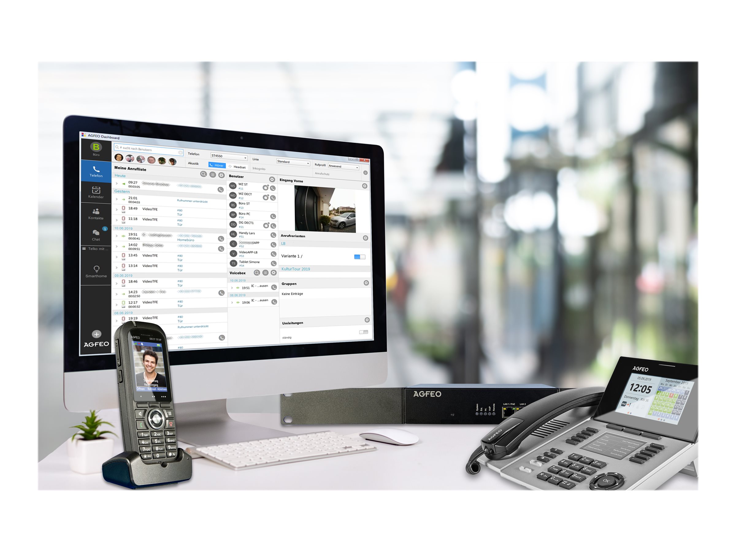 AGFEO DECT 75 IP Schnurloses Erweiterungshandgerät IP-DECT Bluetooth IP65 Schwarz