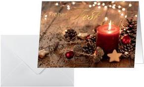 Sigel 10 Weihnachtskarten Red Christmas Candle DIN A6 (DS093)