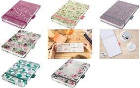 sigel Notizblock Jolie Beauty "Winter Linear Leaves", A6+ 110 x 158 mm, Dot-Lineatur, 100 g/qm weißes Papier, Hard - 1 Stück (JN358)