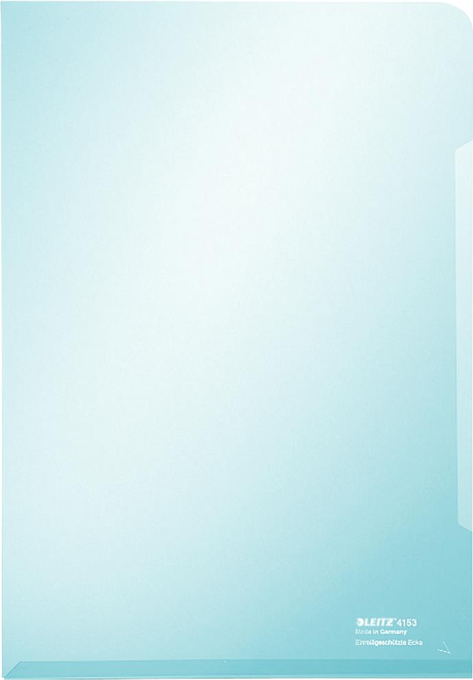 LEITZ Sichthülle Super Premium, A4, PVC, blau, 0,15 mm oben und seitlich offen, dokumentenecht, Hartfolie (4153-00-35)