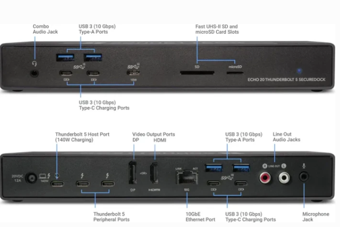 Sonnet Echo 20 Thunderbolt 5 SecureDock Dockingstation Schwarz