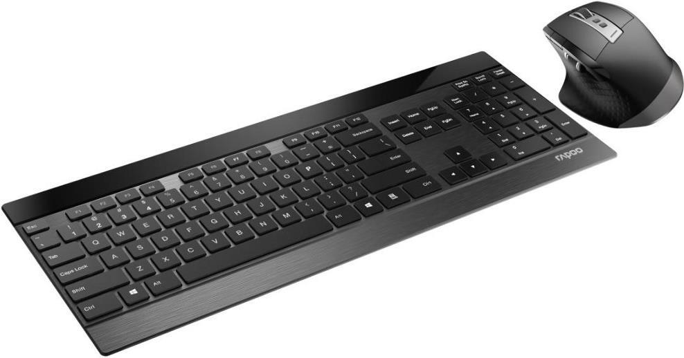 Rapoo 9900M Tastatur-und-Maus-Set kabellos 2.4 GHz, Bluetooth 4.0 