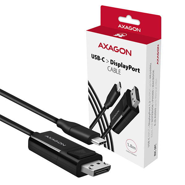 Axagon RVC-DPC Videokabel-Adapter USB Typ-C auf DisplayPort 1,8 m 4K/60Hz Schwarz