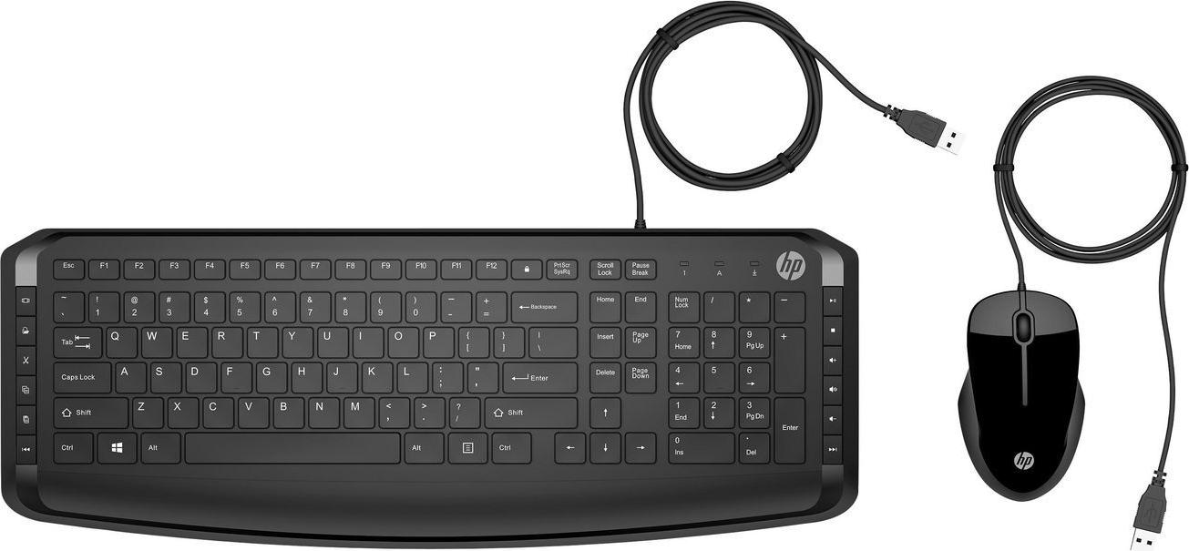 HP Wired Keyboard Mouse 250 DE QWERTZ Tastatur-Maus-Set Schwarz USB