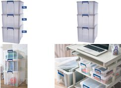 Fellowes Aufbewahrungsbox ProStore Bonus Set 2, 3er Set transparent klar, aus stoßfestem, recycelbarem PP, mit - 1 Stück (7731301)