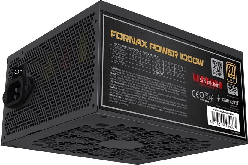 Gembird CCC-PSUGOLD-750W Netzteil Fornax Power 750W aktiv PFC 12cm Lüfter 80+Gold (CCC-PSUGOLD-750W)
