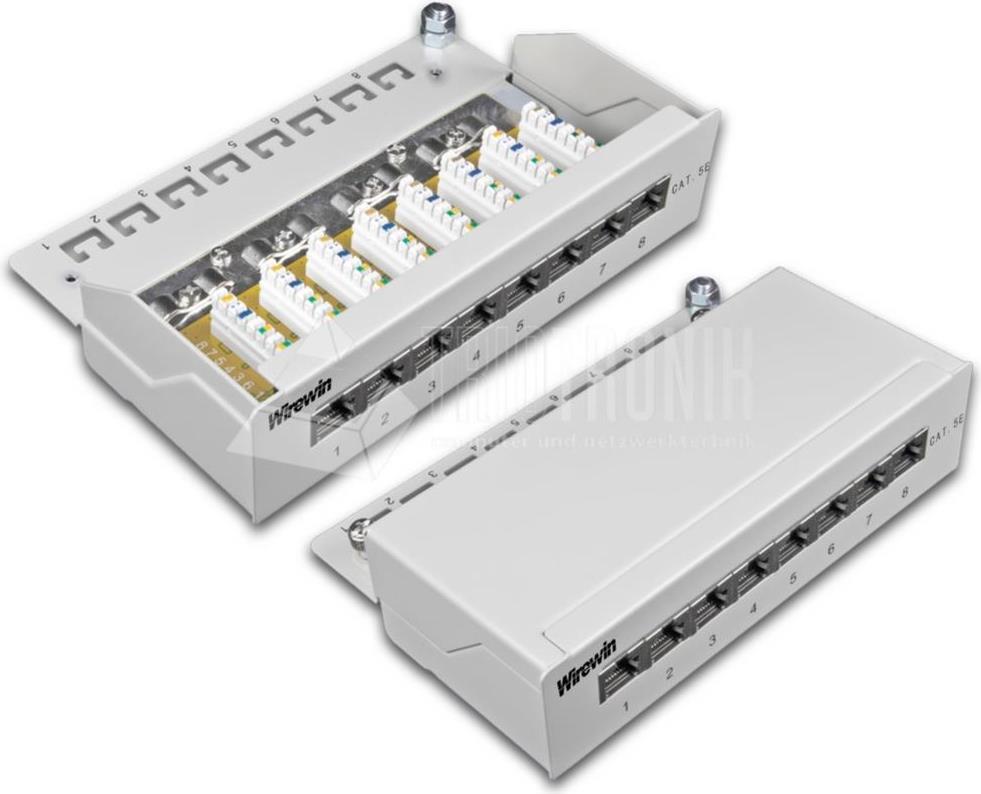 Wirewin 8-Port KAT5e Desktoppanel, geschirmt, LSA Anschluss Patch Panele (DVP-TRIO-K5E 8)