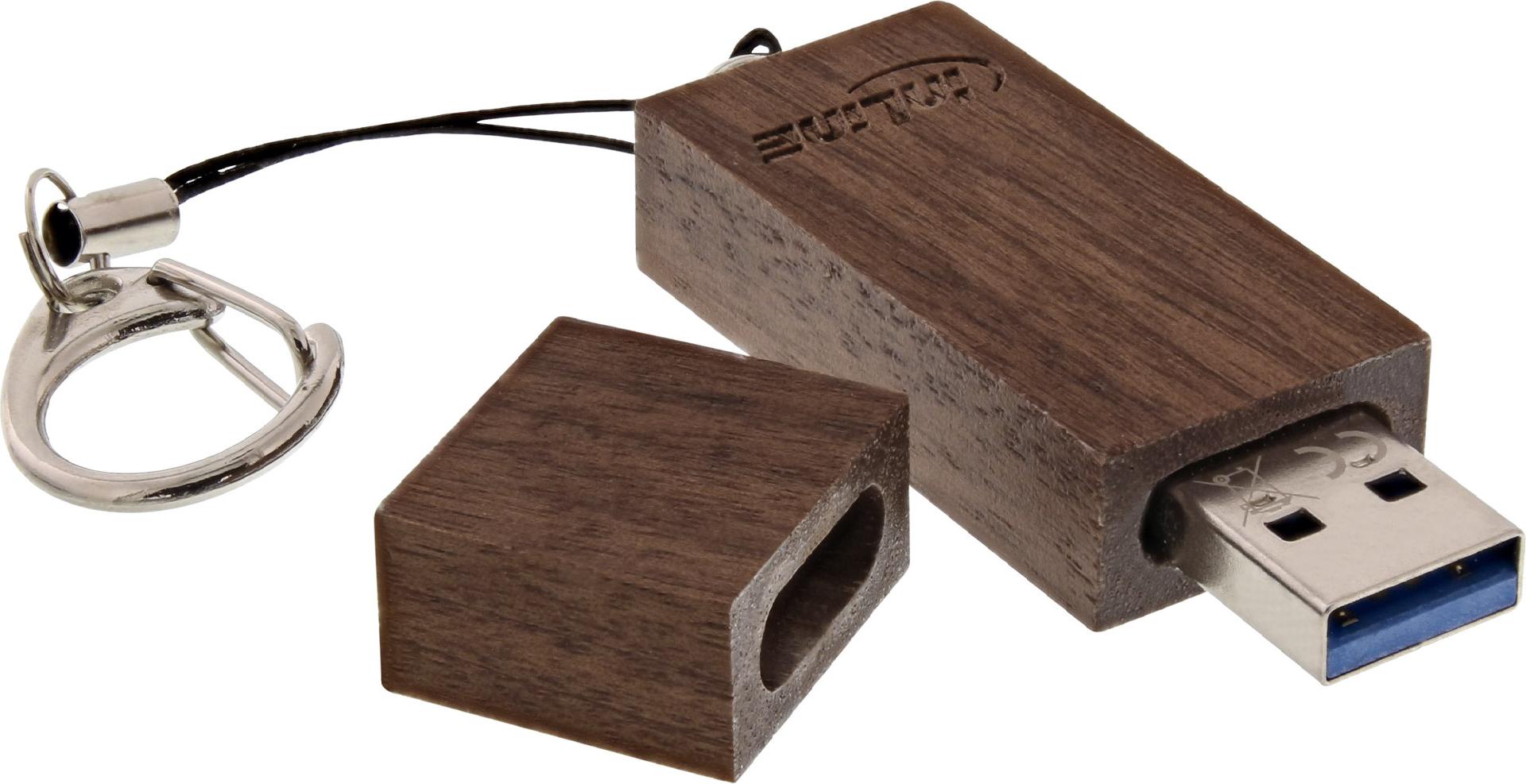 InLine woodstick USB 3.0 64 GB USB-Stick Walnussholz