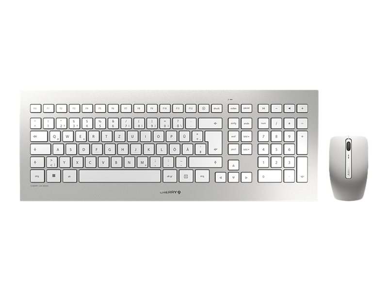 Cherry DW 8000 Tastatur-und-Maus-Set RF Wireless QWERTZ Deutsch Weiß, Silber