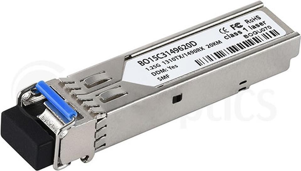 Kompatibler Meraki SFP-BXU34-20KM BlueOptics BO15C3149620D SFP Transceiver, LC-Simplex, 1000BASE-BX-U, Singlemode Fiber, TX1310nm/RX1490nm, 10KM, DDM, 0°C/+70°C (SFP-BXU34-20KM-MR-BO)