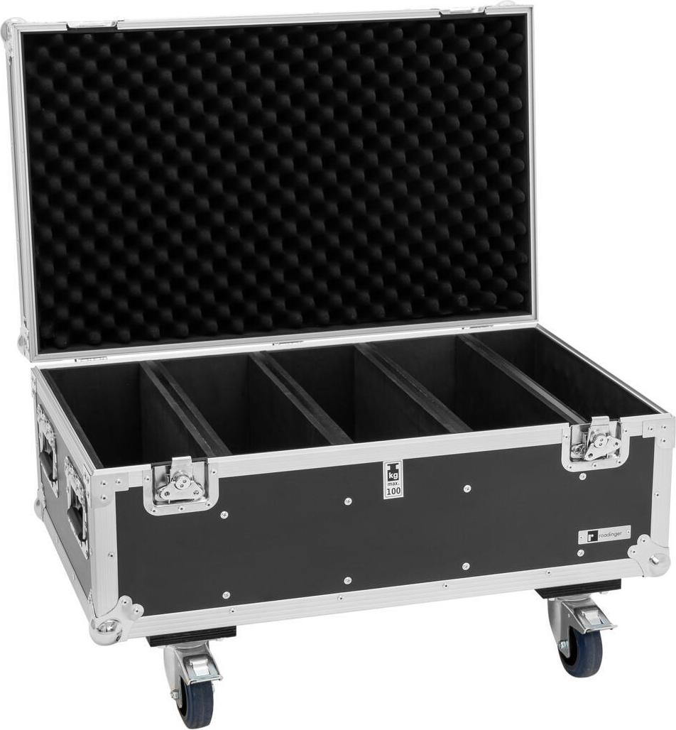 ROADINGER Flightcase 4x LED Strobe SMD PRO mit Lenkrollen 85x53x49 cm 100 kg Last