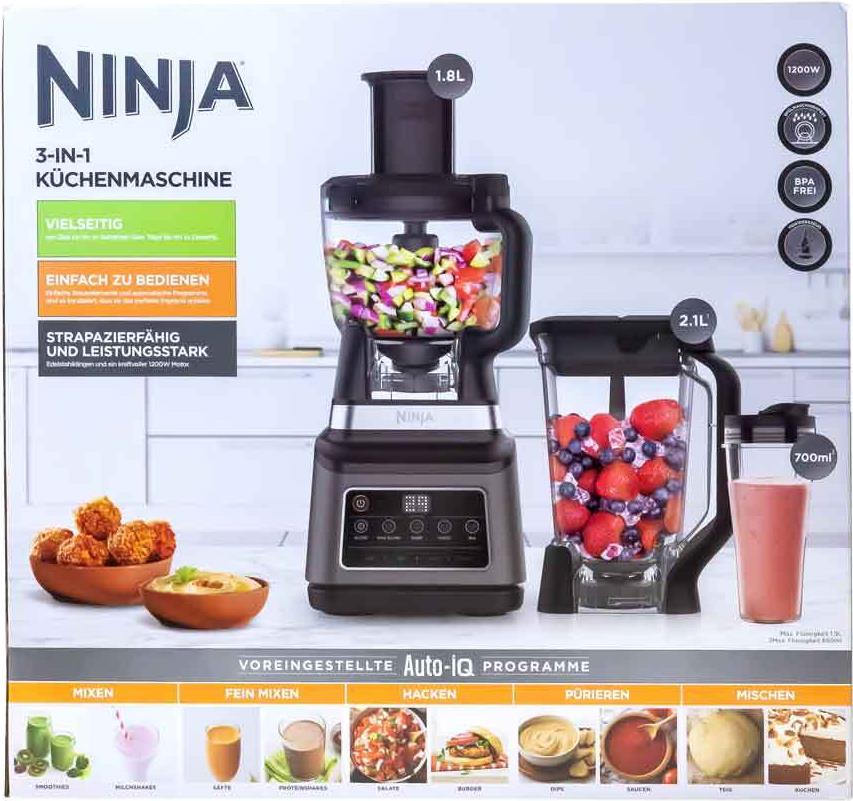 Ninja with Auto-iQ BN800EU 3-in-1-Küchenmaschine 1200 W Schwarz/silber