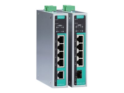 Moxa EDS EDS-G205A-4PoE-T Unmanaged Gigabit Ethernet Switch 5 Ports PoE+ Blau Grau